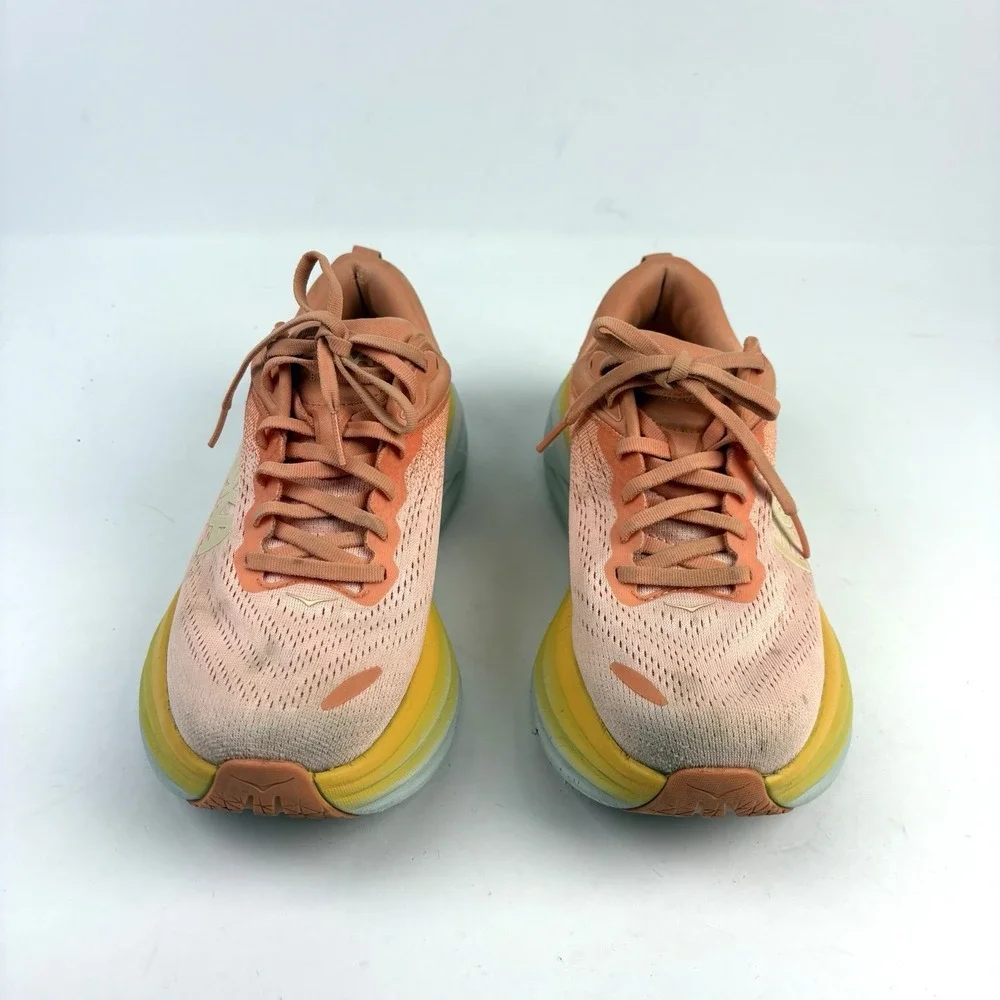 Hoka Bondi 8 Running Shoes Athletic Womens 7.5 B Coral Peach